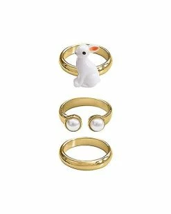 Budget 🤩 Multi-Pack Pearl-Effect and Bunny Rings - 3 Pack 👍