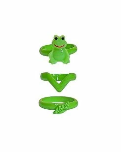 Cheap ❤️ Multi-Pack Green Frog and Leaf Rings - 3 Pack 😀