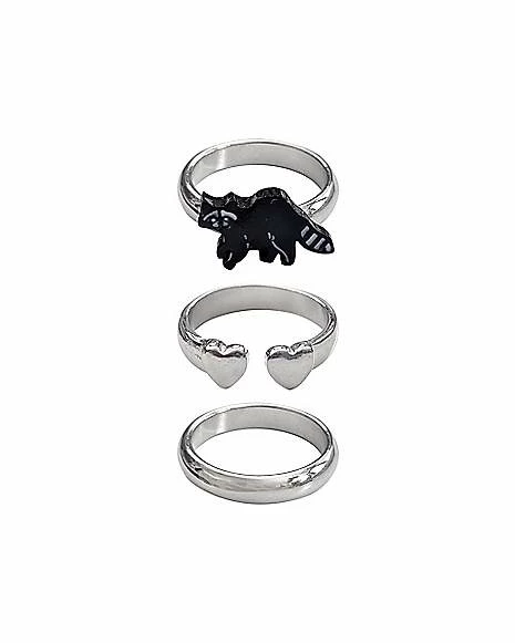 Coupon π Multi-Pack Raccoon and Heart Rings - 3 Pack π₯°