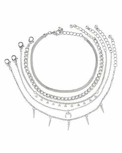 Budget 🎁 Multi-Pack Silvertone Chain Bracelets - 5 Pack 🔔