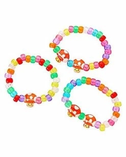 Best Pirce 💯 Multi-Pack Multi-Color Mushroom Beaded Bracelets - 3 Pack ⌛