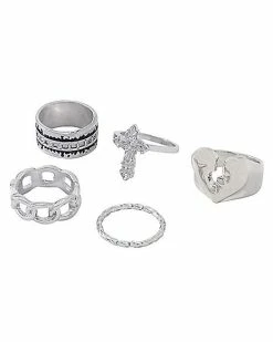 Brand new 🎉 Multi-Pack Broken Heart Cross Rings - 5 Pack 🤩