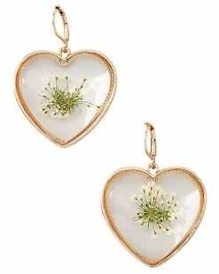 Buy 👏 Gold Plated Resin Flower Heart Dangle Earrings 😉