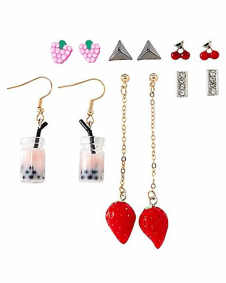 Promo ๐คฉ Multi-Pack Cherry Strawberry Boba Dangle and Stud Earrings - 6 Pairs ๐งจ 3 Promo ๐คฉ Multi-Pack Cherry Strawberry Boba Dangle and Stud Earrings - 6 Pairs ๐งจ