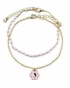 Discount 𧨠Multi-Pack Yin Yang Flower Anklets - 2 Pair π