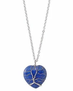 Cheapest 🎉 Lapis Semi-Precious Stone Heart Chain Necklace 😉