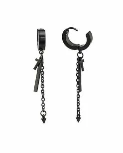 Brand new ❤️ Black Cross Arrowhead Huggie Dangle Earrings - 18 Gauge ✨