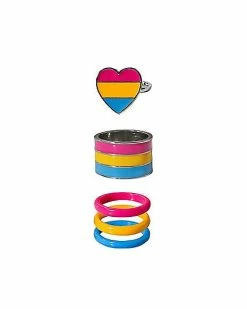 Cheapest 😀 Pansexual Pride Heart Rings - 5 Pack ❤️