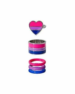Outlet 🥰 Bisexual Pride Heart Rings - 5 Pack ❤️