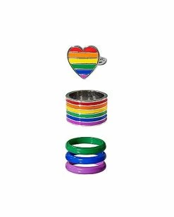 Best deal ❤️ Pride Heart Rings - 5 Pack ⭐