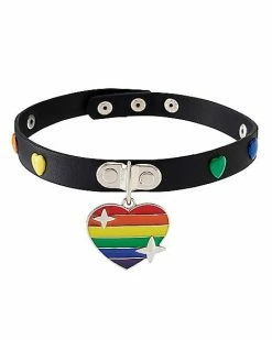 Buy 🛒 Pride Heart Studded Choker Necklace ⭐