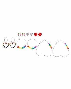 Promo 😀 CZ Rainbow Star Heart and Rose Earrings - 6 Pair 😉