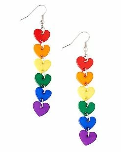 Wholesale 🎁 Rainbow Heart Chain Dangle Pride Earrings 👏