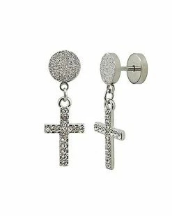 Top 10 😍 CZ Silvertone Cross Dangle Fake Plugs 🎉