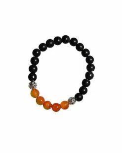 Hot Sale 🎁 Black and Orange Carnelian Semi-Precious Stone Bracelet 🎁