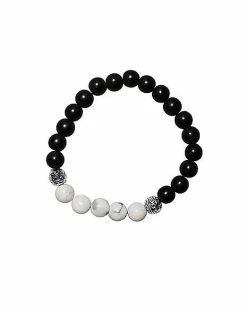 Deals 😍 Black and White Howlite Semi-Precious Stone Bracelet 🛒