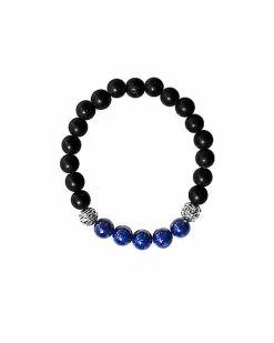 Outlet 🤩 Black and Blue Lapis Semi-Precious Stone Bracelet ✔️