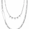 Cheapest 🥰 Figaro Safety Pin Spike Double Chain Necklace 💯
