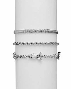 Brand new 🔥 Multi-Pack Playboy Bunny Silvertone Rope Chain Bracelets - 3 Pack ✔️