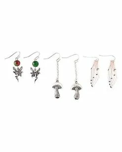 Best Sale ✔️ Multi-Pack Fairy Mushroom and Butterfly Wing Earrings - 3 Pair 👍