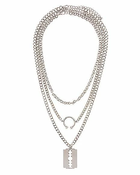 Flash Sale π₯° 3 Row Razor and Horseshoe Chain Necklace π₯ - Image 2