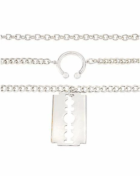 Flash Sale π₯° 3 Row Razor and Horseshoe Chain Necklace π₯ - Image 3