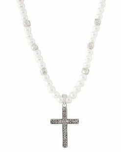 Flash Sale 🛒 CZ and Pearl-Effect Cross Necklace 🔥