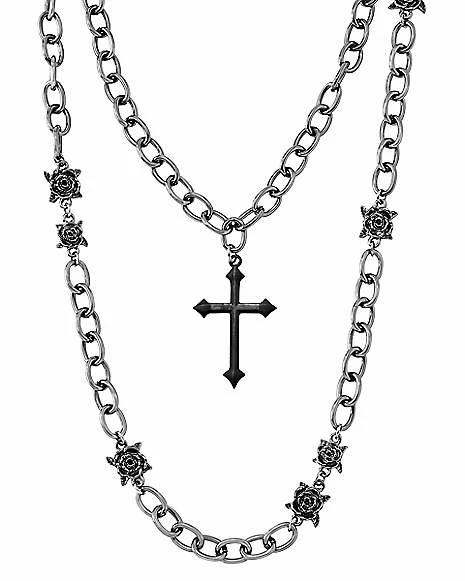 Hot Sale π Black Cross and Rose Chain Necklaces - 2 Pack π₯
