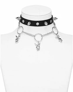 Coupon ✨ Studded Triple Playboy Bunny Chain Choker Necklace 🎁