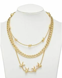 Hot Sale 🥰 Goldtone Three Row Playboy Bunny Necklace 🌟