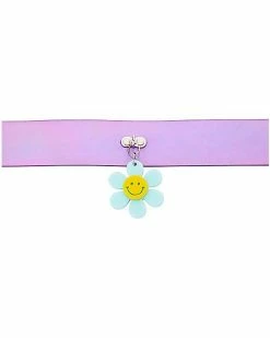 Budget 🔔 70s Iridescent Smiley Flower Choker Necklace ✨