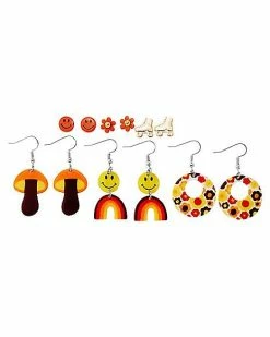 Buy 🤩 Multi-Pack '70s Groovy Stud Earrings and Dangle Earrings - 6 Pair 🔔