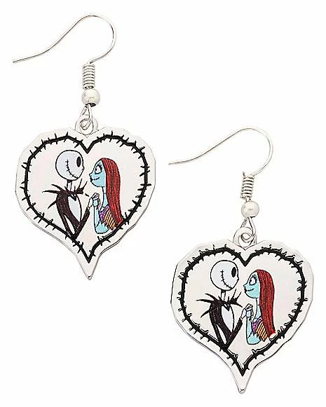 Best reviews of π Jack Skellington and Sally Heart Dangle Earrings - The Nightmare Before π Christmas π