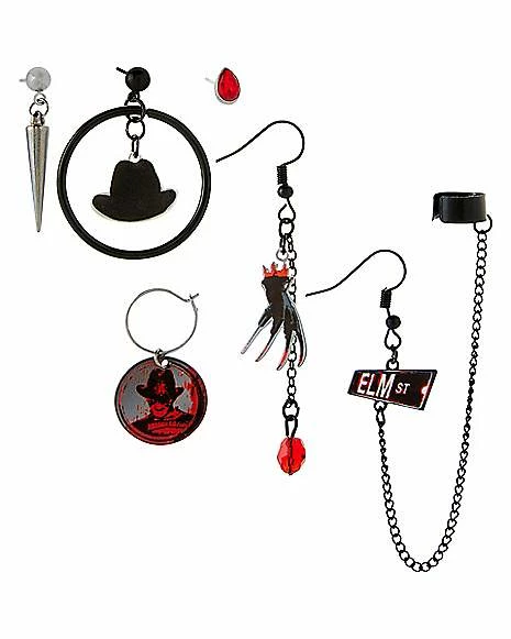 Discount π Nightmare on Elm Street Mismatch Stud and Dangle Earrings - 6 Pack π 3 Discount π Nightmare on Elm Street Mismatch Stud and Dangle Earrings - 6 Pack π