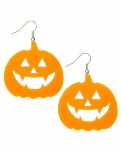 Budget 😀 Orange Pumpkin Dangle Earrings - 18 Gauge 😉