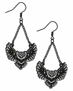Brand new ✨ Black Owl Pendant Dangle Earrings - 18 Gauge 🧨