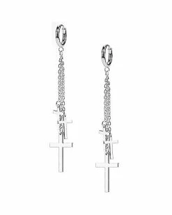 Best Pirce 💯 Triple Cross Dangle Hinged Hoop Earrings - 18 Gauge 😍