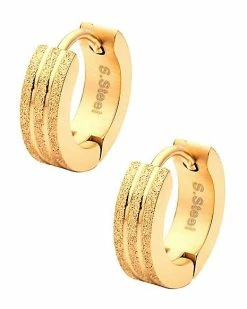 Cheapest 🌟 Sandblast Gold Plated Huggie Earrings - 18 Gauge 🎉