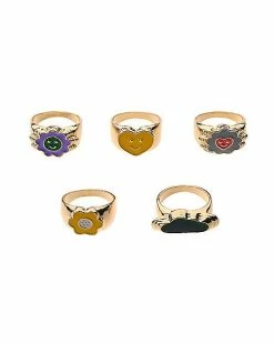Best Pirce 🧨 Multi-Pack Multi-Color Flower and Heart Rings - 5 Pack ❤️