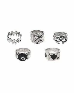 Best Sale 🎁 Multi-Pack 8 Ball and Ace Rings - 5 Pack ✨