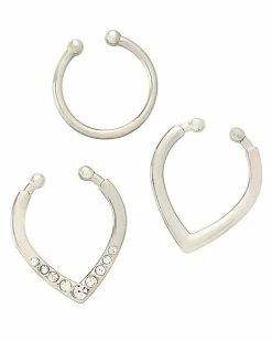 New ⌛ Multi-Pack Round CZ Fake Septum Rings - 3 Pack 👍
