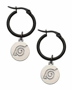 Buy ❤️ Hidden Leaf Village Dangle Hoop Earrings - Naruto Shippuden 🛒