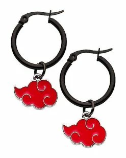 Best Pirce 🔥 Akatsuki Hoop Dangle Earrings - Naruto Shippuden 🧨