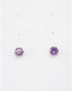 Buy 💯 CZ Amethyst Birthstone Stud Earrings - 20 Gauge ⌛