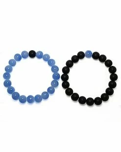 Discount ✨ Black and Light Blue Long Distance Beaded Bracelets - 2 Pack 🤩