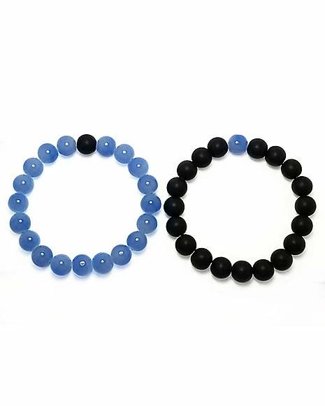 Discount β¨ Black and Light Blue Long Distance Beaded Bracelets - 2 Pack π€©