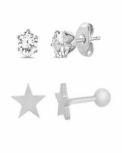 New 😍 Multi-Pack CZ Star Stud Earrings 2 Pair - 20 Gauge 🛒