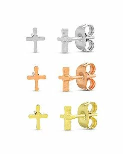 Best reviews of ✨ Multi-Pack Cross Goldtone and Rose Goldtone Stud Earrings 3 Pair - 20 Gauge 🤩