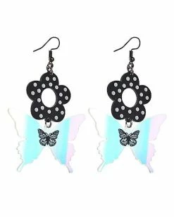 Outlet 🎁 Polkadot Flower Butterfly Dangle Earrings 🎁