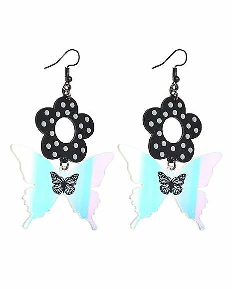 Outlet π Polkadot Flower Butterfly Dangle Earrings π 4 Outlet π Polkadot Flower Butterfly Dangle Earrings π - Image 2